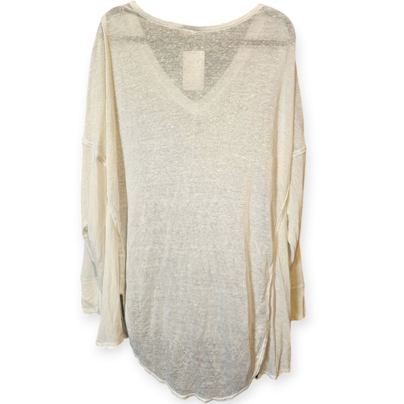 NWT Free People We the Free On My Mind Oversized V Neck Linen Blend Shirt - Picture 5 of 8